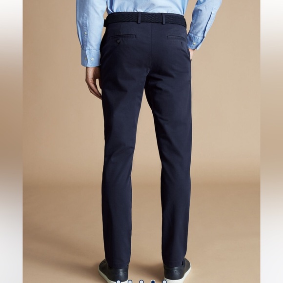 Charles Tyrwhitt Ultimate Non-Iron Chinos - French Navy - 38W / 30L Slim Fit - Picture 3 of 6